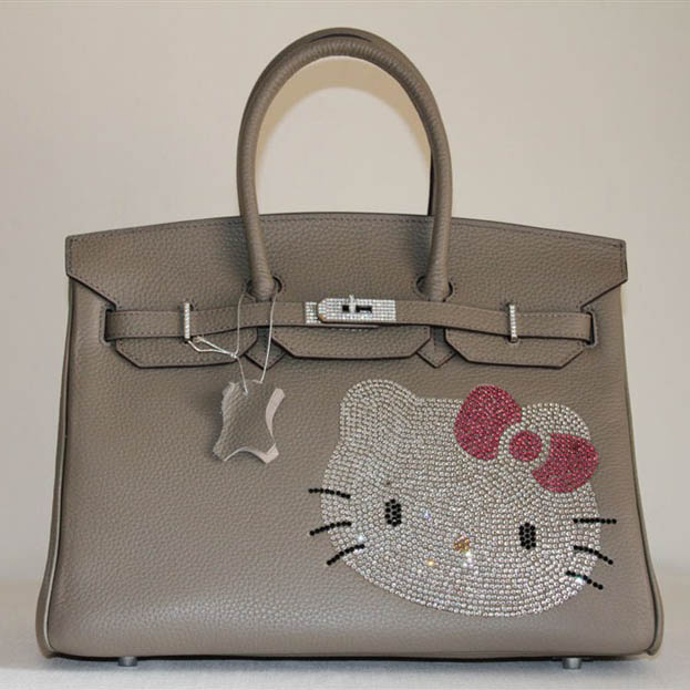 HK0001 Hermes Birkin 35CM Togo Ciao Kitty Borsa in pelle grigio HK00